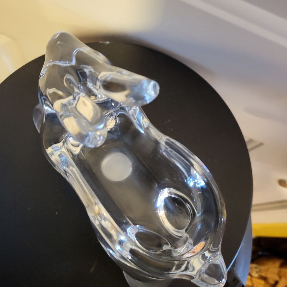 Clear Crystal Glass Bunny Rabbit Dish Bowl Vintage - Picture 5 of 14